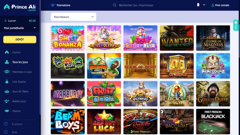 capture d'&eacute;cran jeux de casino prince ali casino