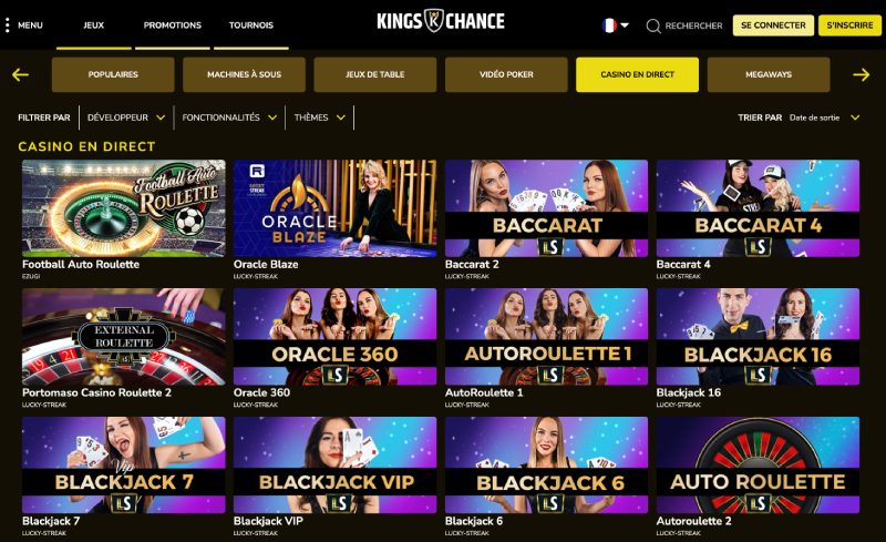 capture d'écran jeux live kingchance casino