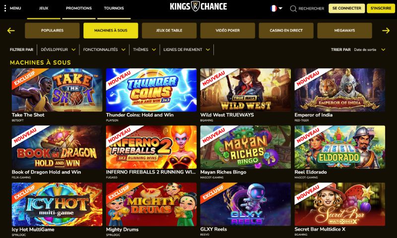 capture d'écran machines a sous kingchance casino