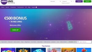 capture d'&eacute;cran omni slots casino page d'accueil