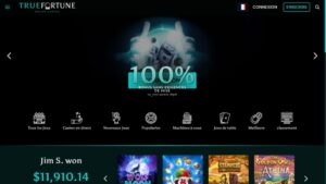 capture d'&eacute;cran page daccueil true fortune casino