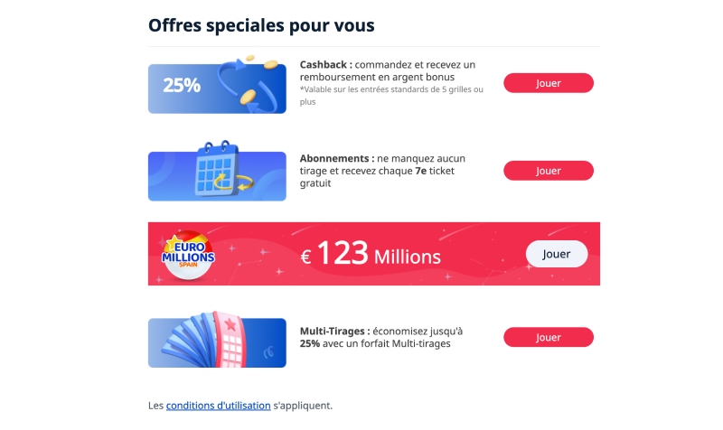 capture d'écran thelotter casino bonus