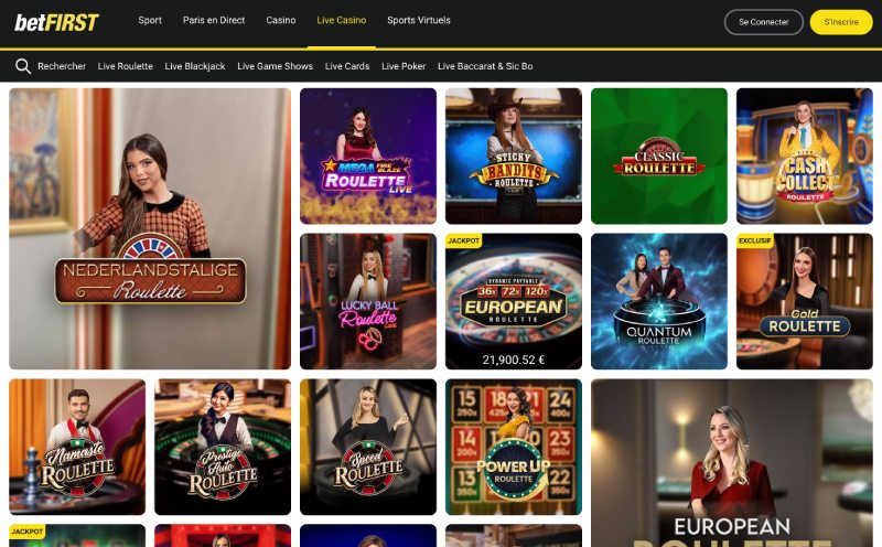 capture d'écran betfirst casino live casino