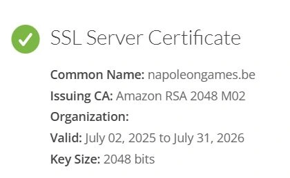 capture decran certificat ssl napoleon casino