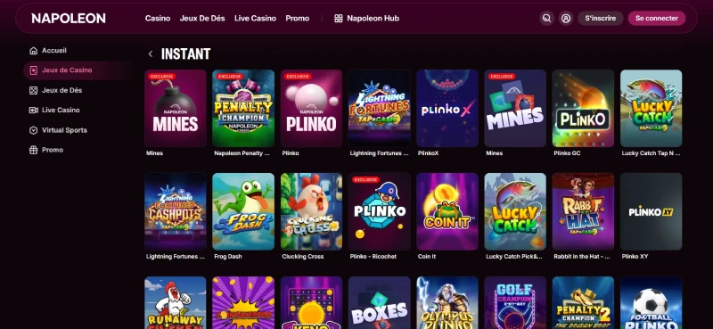 capture decran mini jeux napoleon casino