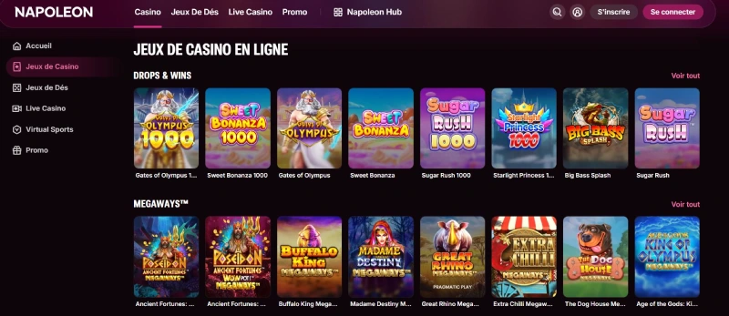 capture decran slots napoleon casino