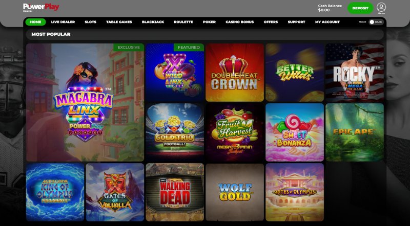 capture d'écran powerplay casino jeux de casino