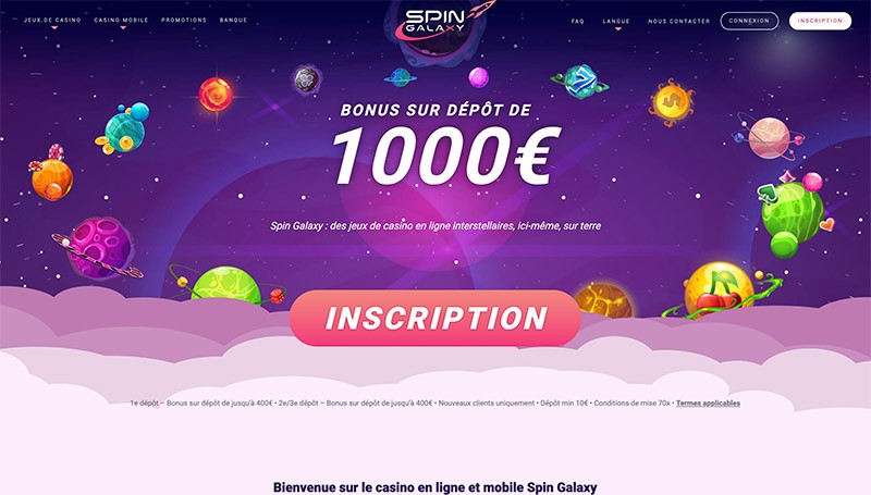 capture d'&eacute;cran spin galaxy page d'accueil