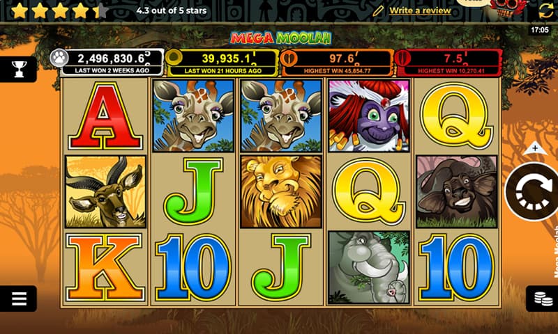 Interface mega moolah