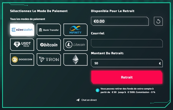 capture d'écran retrait casinozer