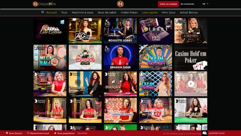 capture d'écran live casino nevada casino