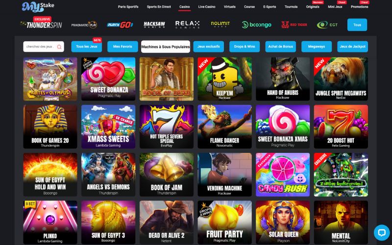 capture d'écran mystake casino machines a sous