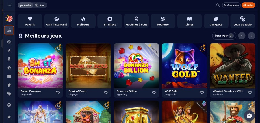 capture d'écran jeux de casino nine casino