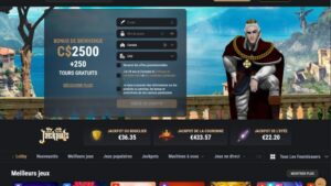 capture d'&eacute;cran king billy casino page d'accueil