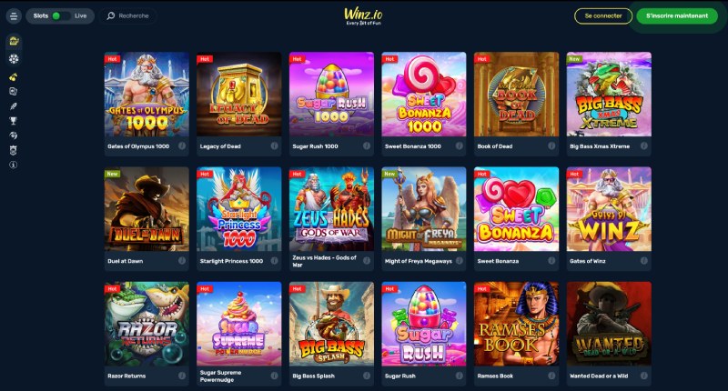 capture d'écran machines a sous winz casino