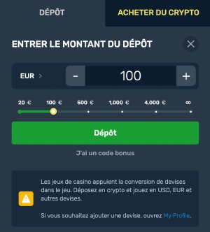 capture d'écran winz casino depot