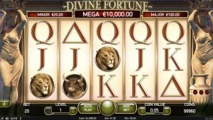 Interface de la machine &agrave; sous Divine Fortune