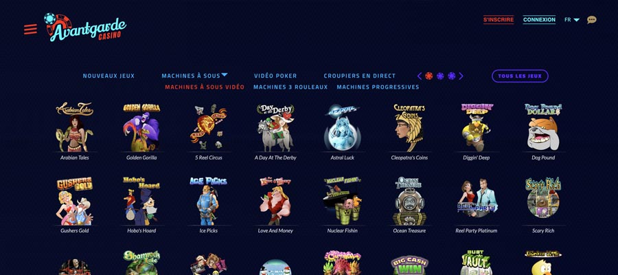 capture d'écran des jeux machines à sous de avantgarde casino