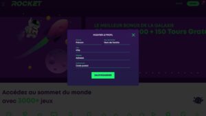 capture d'&eacute;cran informations casino rocket