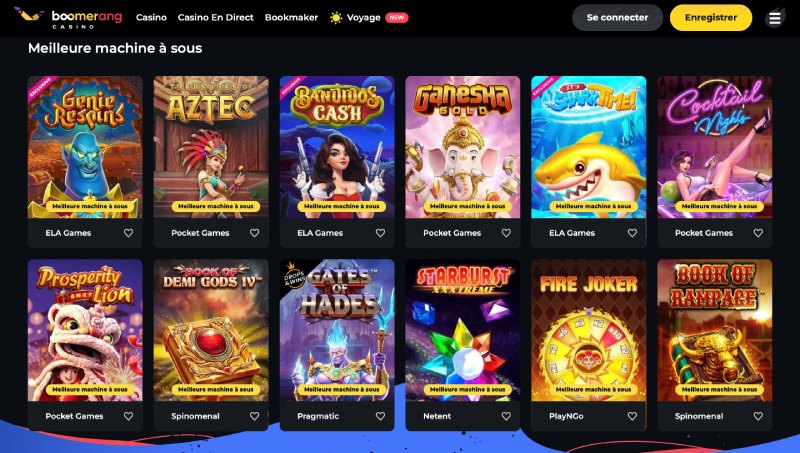 capture d'écran machine a sous boomerang casino