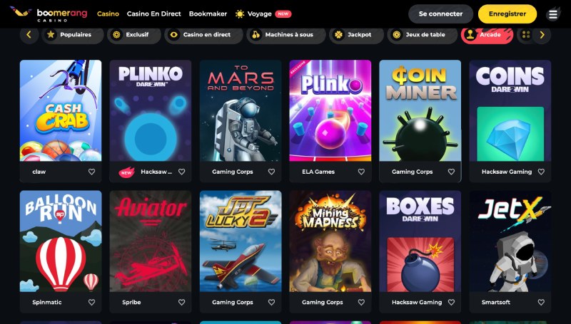 capture d'écran mini jeux boomerang casino