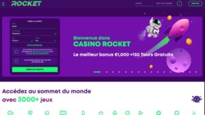 capture d'&eacute;cran page d'accueil casino rocket