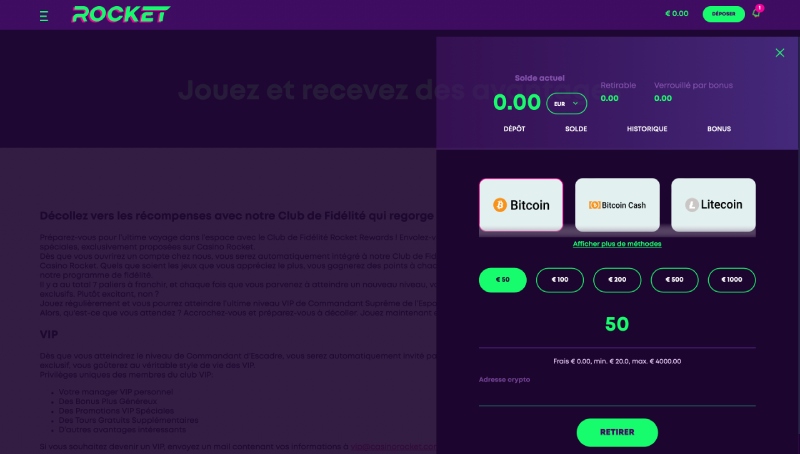 capture d'&eacute;cran retrait casino extra