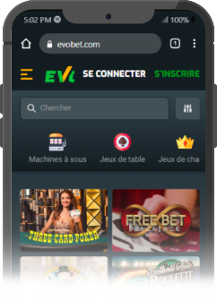 capture d'&eacute;cran Evobet sur smartphone