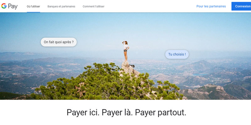 capture d'écran d'accueil google pay