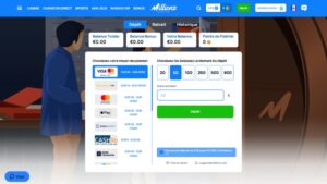 capture d'&eacute;cran d&eacute;p&ocirc;t millionz casino