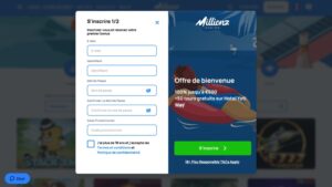 capture d'&eacute;cran formulaire millionz casino