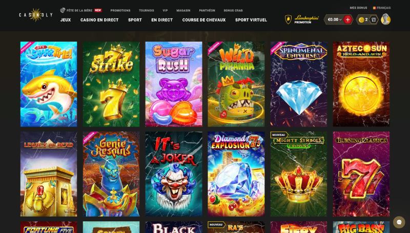 capture d'&eacute;cran jeux de casino casinoly