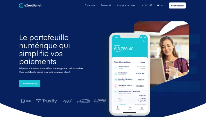 capture d'&eacute;cran page d'accueil ezeewallet
