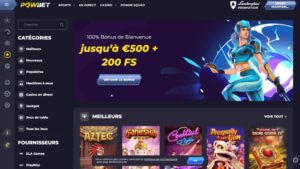 capture d'&eacute;cran page d'accueil powbet casino