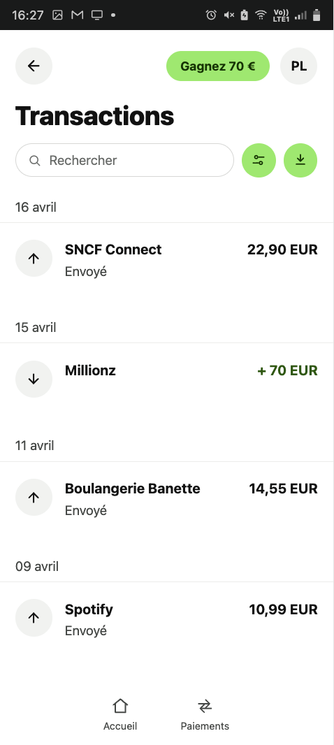 preuve de retrait sur millionz