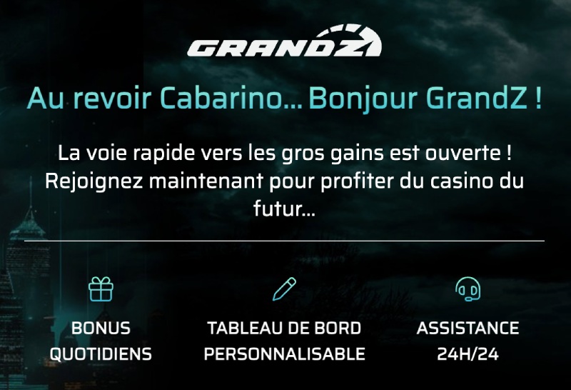 capture d'écran grandz casino remplace cabarino