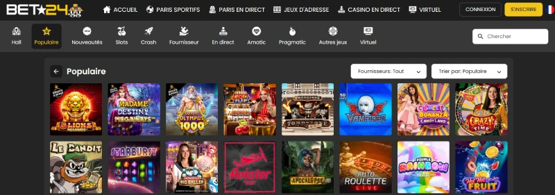 Les jeux de casino sur BET24
