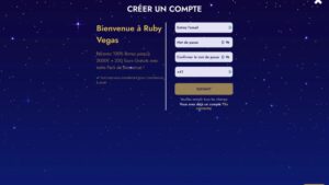 capture d'&eacute;cran ruby vegas casino formulaire inscription