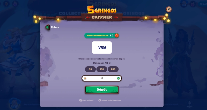 Faire un dépôt sur 5Gringos