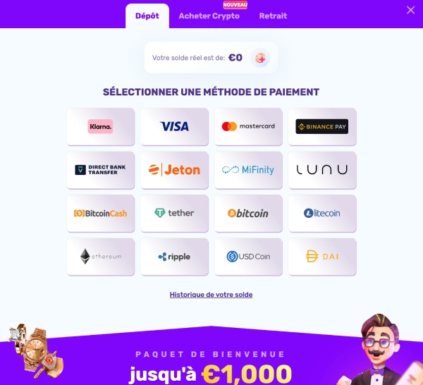 capture d'&eacute;cran d&eacute;p&ocirc;t slots palace casino