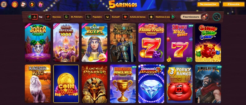 Jeux de casino sur 5Gringos