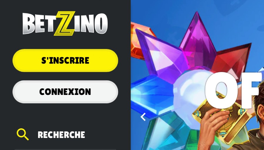 Capture d'écran du bouton d'inscription Betzino Casino montrant l'interface d'enregistrement