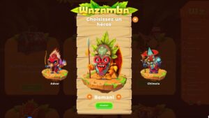 capture d'&eacute;cran choix du personnage wazamba casino
