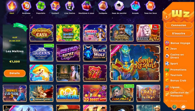 capture d'écran jeux de casino wazamba casino
