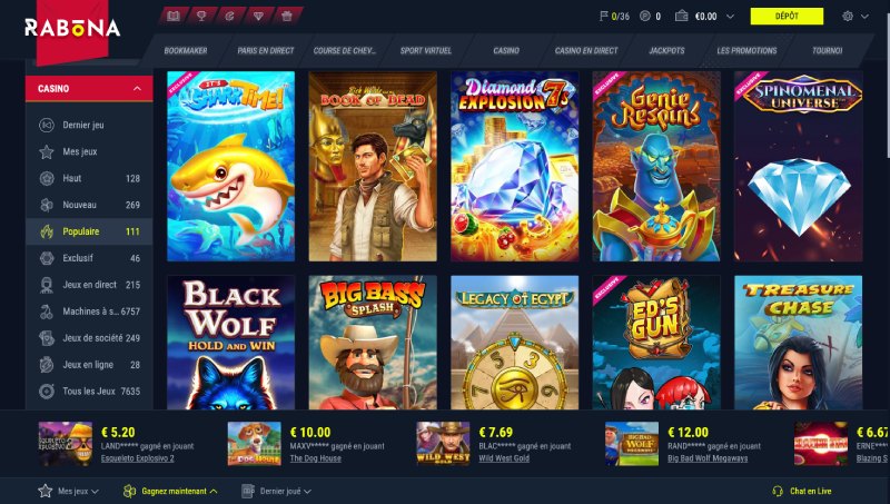 capture d'écran machines a sous rabona casino