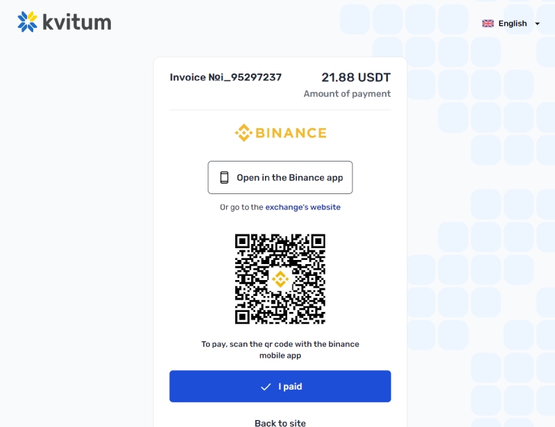 capture d'écran dépôt binance pay powbet casino