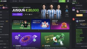 capture d'&eacute;cran interface bc game casino
