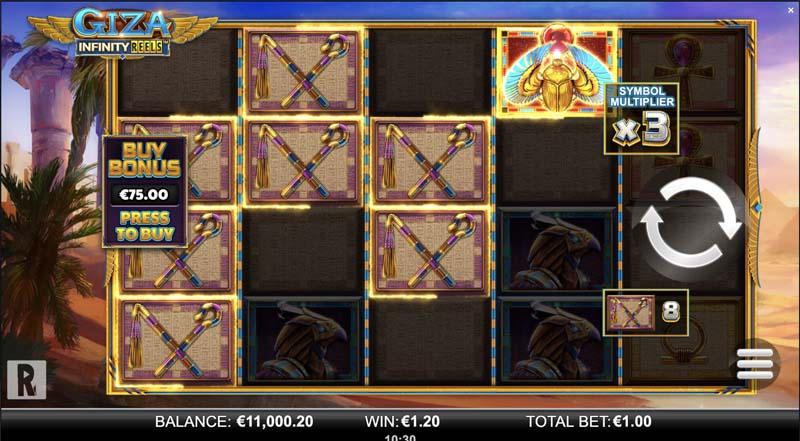 capture d'écran slot giza infinity reels