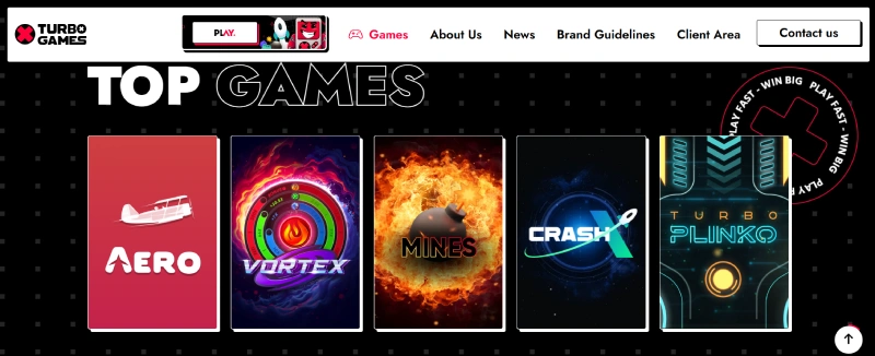 capture decran page accueil turbo games