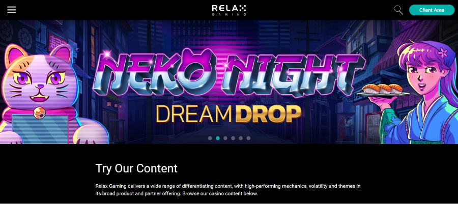 capture d'écran page d'accueil Relax Gaming